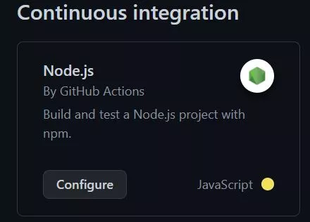 node.js github workflow