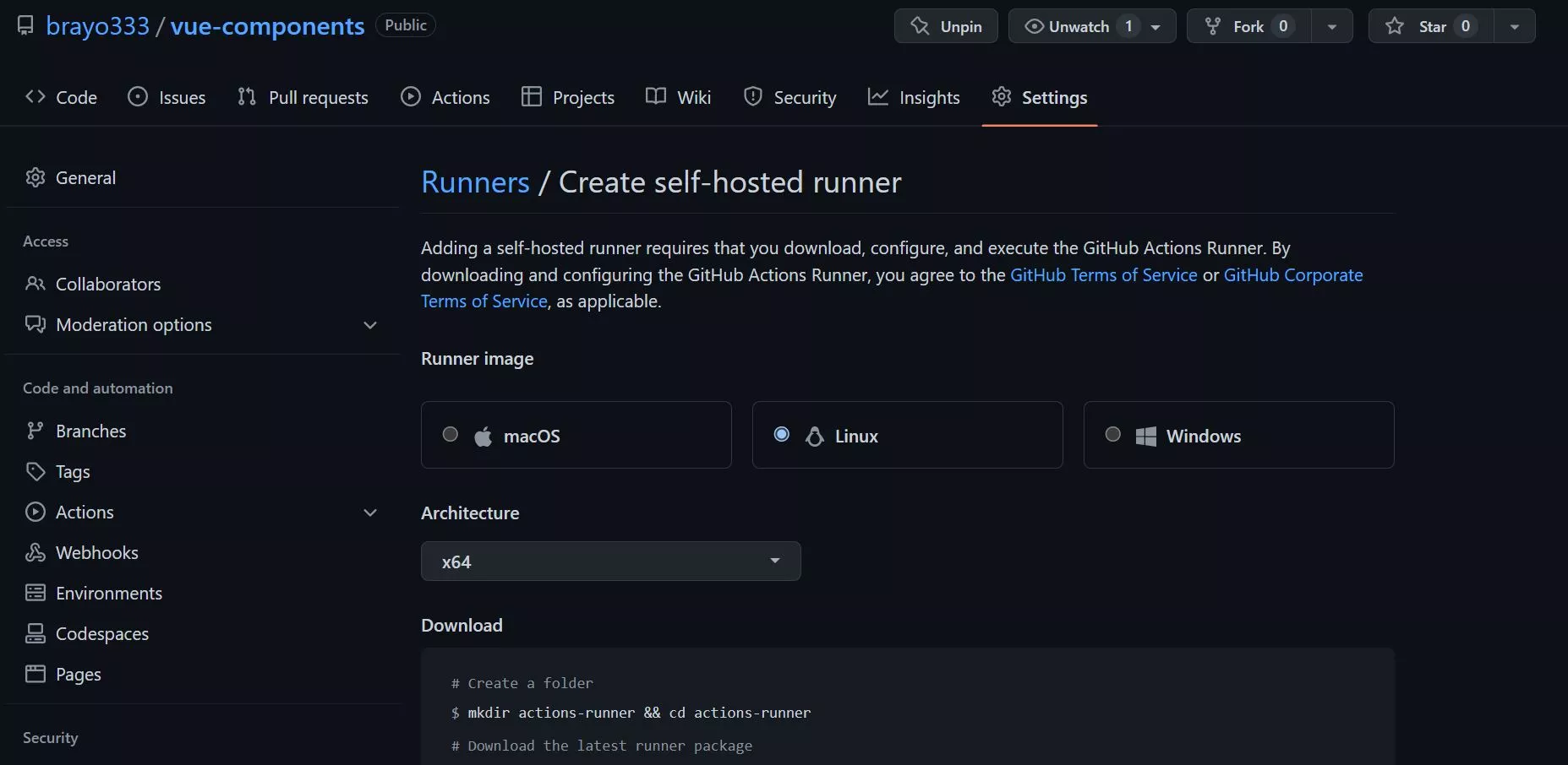 Github self-hosted Runner